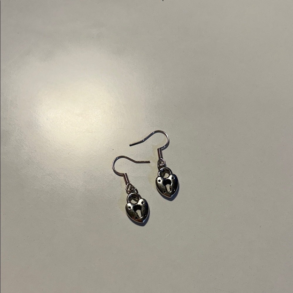 Silver Heart Dangle Earrings